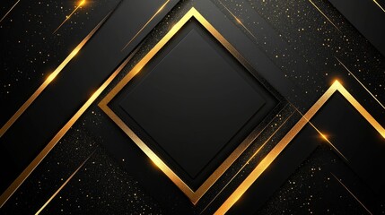 Elegant black and gold background with a diamond shape. Perfect for luxury or celebratory designs. .