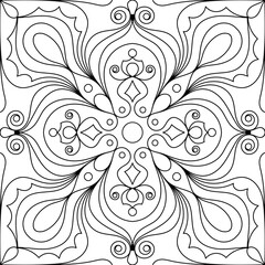 Vector seamless tiles background in portuguese style. Back and white mosaic background in dutch, portuguese, spanish, italian style