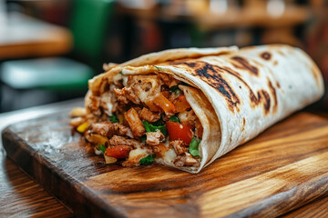 delicious chicken shawarma served in restaurant 