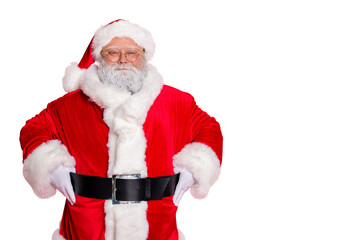 Portrait of his he gray-haired bearded man Saint Nicholas holly jolly occasion dream wintertime...