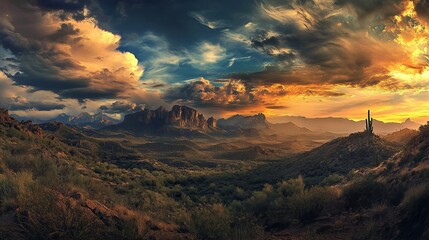 Fototapeta premium The Superstition Mountains in Gold Canyon, Arizona