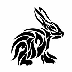 illustration vector graphic of tribal art design abstract black rabbit tattoo