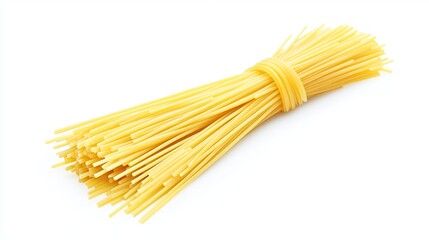 Yellow pasta spaghetti on a white background