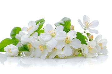 Apple blossom on a white background, White Serenity: Capturing the Beauty of Apple Blossoms, White Flowers on White, Apple blossom on a white background, A delicate cluster of white flowers,



