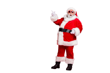 Full length body size view of his he amazed funky fat overweight plump gray-haired bearded man showing black Friday ad advert copy space isolated over bright vivid shine red background