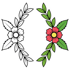 Flowers corner vector illustration. Waist or back tattoo design
