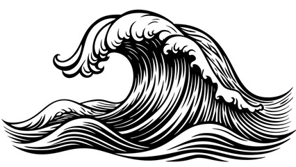 Vector illustration of dynamic water waves with fluid curves, perfect for designs or backgrounds.