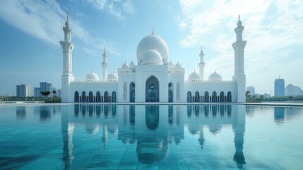 Fototapeta premium Illustration Of A Mosque And Mecca, Generative AI