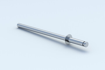 One blind rivet on gray background. Fasteners for repair. Workshop accessories. Construction equipment. 3d render