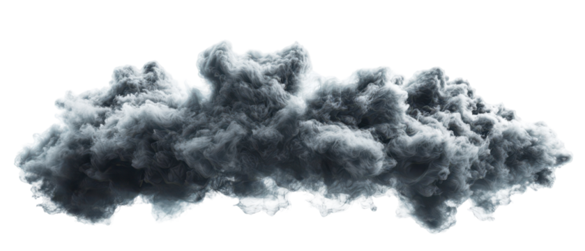 Dark storm cloud formation isolate on transparent background, cutout, png