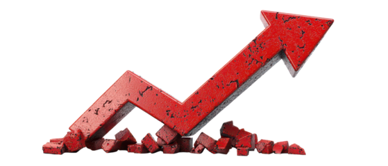 Red arrow pointing up, symbolizing growth and success isolate on transparent background, cutout, png