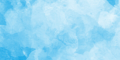 Obraz premium soft and splashed blue watercolor background, Aquarelle texture of painted sky blue watercolor, Hand painted blue watercolor paper texture, Artistic blue watercolor splash, blue marble background.