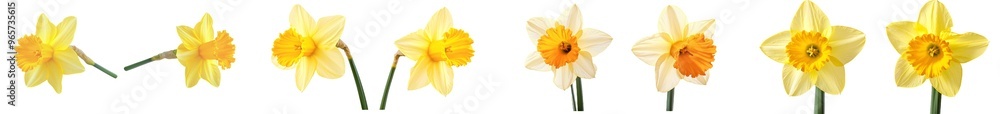 Poster on a flat background, two yellow daffodils stand out from each other.
