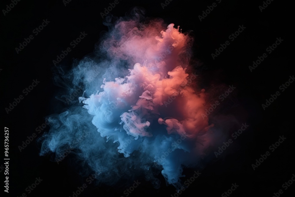 Aufkleber colorful smoke cloud displayed against a black background creating an artistic visual effect in a da