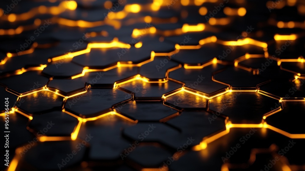 Poster abstract hexagon pattern with glowing edges
