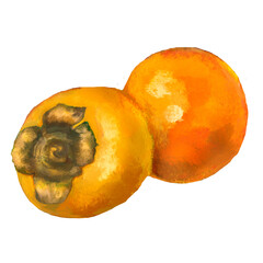 persimmon fruit isolated on white, png