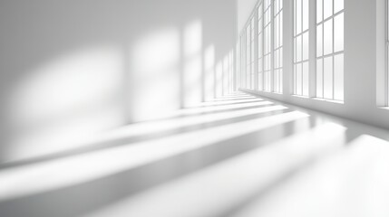 Ethereal White Minimalist Abstract Art with Soft Lighting and Shadows. Gradient Background, Modern Aesthetics, and Flat Design Elements.
