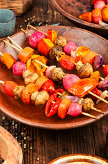 Tasty vegetables skewers.