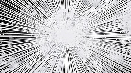 Abstract black and white image of a radial pattern of lines and dots, suggesting speed, motion, or energy.