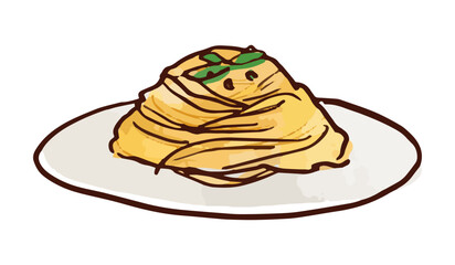 クリームパスタのイラスト