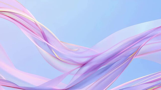 Abstract background soft flowing pink and purple ribbons on a light blue background, dynamic motion, wallpaper, background for intro