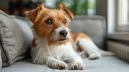 Amusingly Solo: One Adorable Canine in Isolation on White Background