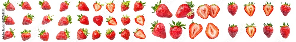 Poster the strawberry cut out is an isolated version of a ripe fresh red strawberry on a white background w