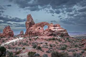 The Turret Arch in the Arches National Park at dusk, Utah USA © Martina