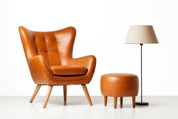 Fototapeta premium Elegant leather chair with ottoman