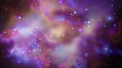 Space vector background with realistic nebula and shining stars. Magic colorful galaxy with stardust