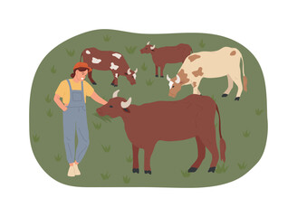 Integrating livestock and crops isolated cartoon vector illustrations.