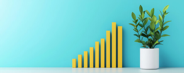 Annual financial report, business performance review, 3D illustration