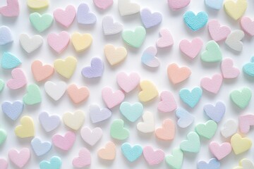 Pastel Heart Pattern on White Background for Valentines Day