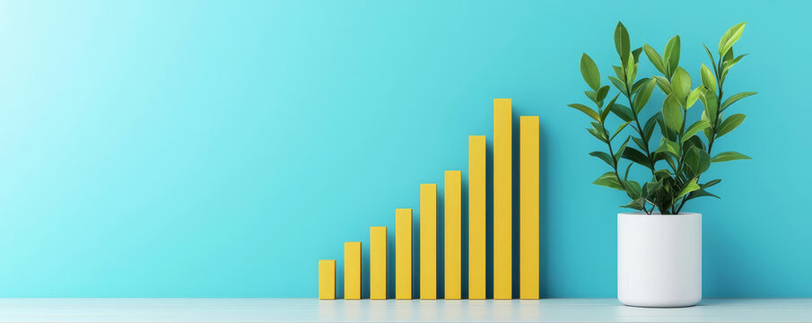 Annual financial report, business performance review, 3D illustration