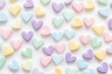 Pastel Heart Pattern on White Background for Valentines Day