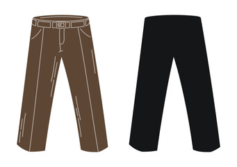 Image of trousers with belt, silhouette of clothes