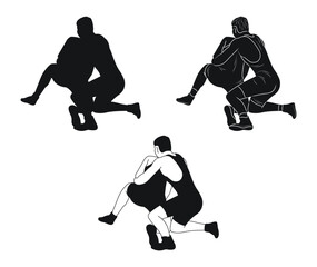 Fototapeta premium Wrestlers fight, image of athletes in wrestling