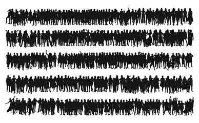 Obraz premium Silhouette of a huge crowd of people, men, women, children