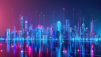 Fototapeta premium modern city background with technology 