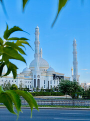 Beautiful mosque in Astana, Kazakhstan. Blue sky background