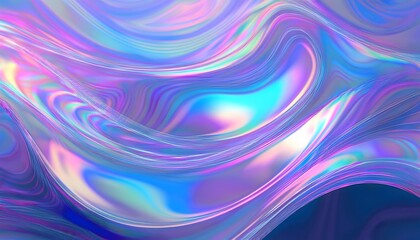 Obraz premium abstract iridescent shape, holographic background; blue and purple wave