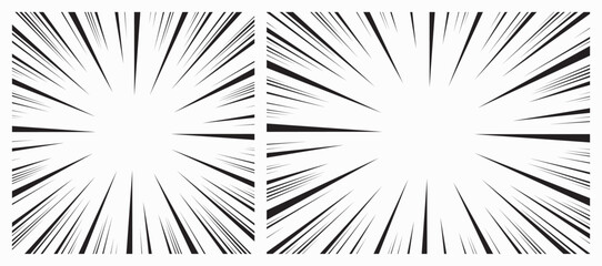 Naklejka premium Comic burst vector frames. Manga motion frame vector set. comic manga book. burst, speed line, zoom, motion effects. light and flash movement vector set.