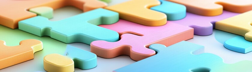 Playful Custom Wooden Name Puzzle for Kids - Colorful 3D Illustration with Copy Space for Text