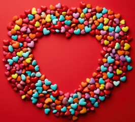 Obraz premium Heart-Shaped Candy Frame for Valentines Day