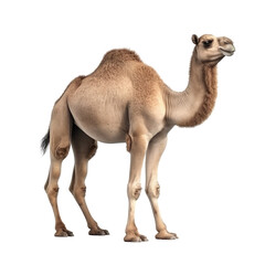 brown camel looking isolated on white.