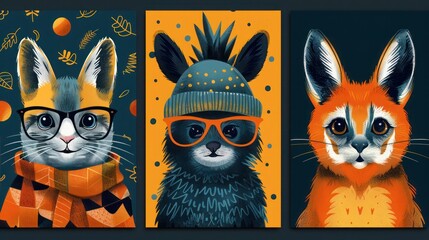 Cute and Quirky Animal Posters and Cards with Hand-Drawn Illustrations and Funny Quotes for Children's Prints