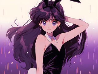 Retro Anime Girl in Bunny Outfit
