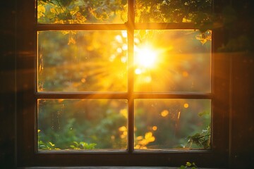 Sunset throught window