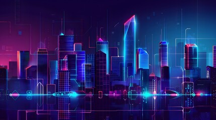 Fototapeta premium modern city background with technology 