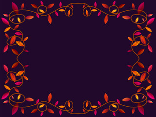 Autumn frame with leaves gradient colors red and orange. Beautiful autumn frame with leaves and place for text, November leaf fall. Design for greeting cards, flyers and posters. Vector illustration